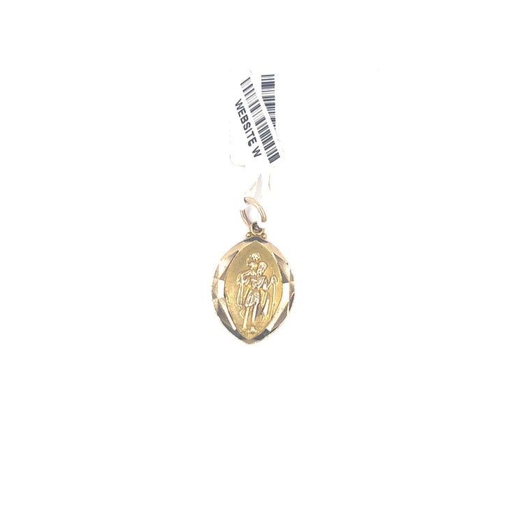 Women’s 9ct Yellow Gold Oval St Christopher Pendant - 1.2g 1.8cm