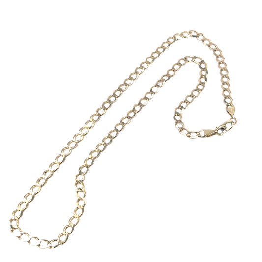Men’s 9ct Elegant Yellow Gold Curb Chain Necklace- 14.3G 22”