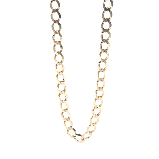 Men’s 9ct Elegant Yellow Gold Curb Chain Necklace- 14.3G 22”