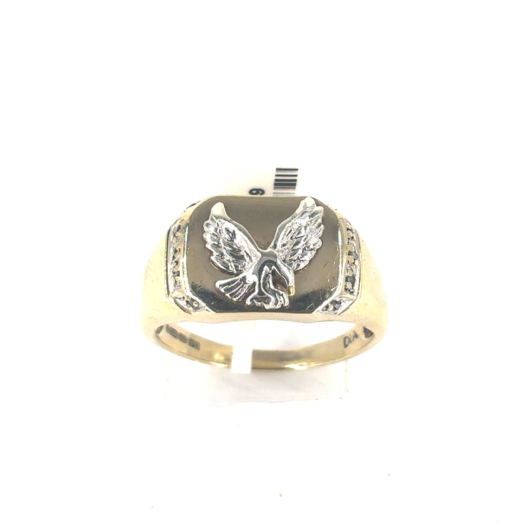 Men’s 9ct Yellow Gold Eagle Ring - 4.8g Size V