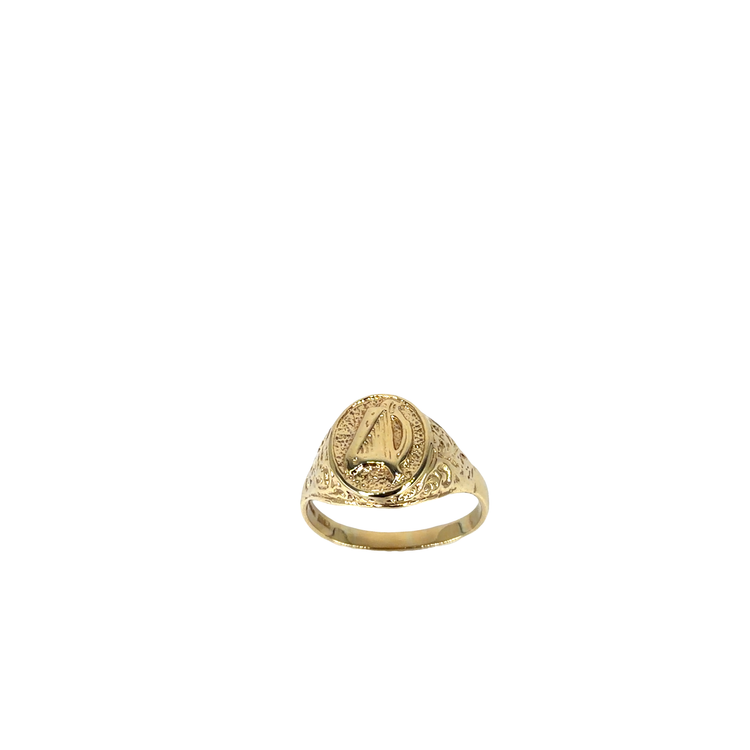 Engraved Initial 9CT Yellow Gold Signet Ring
