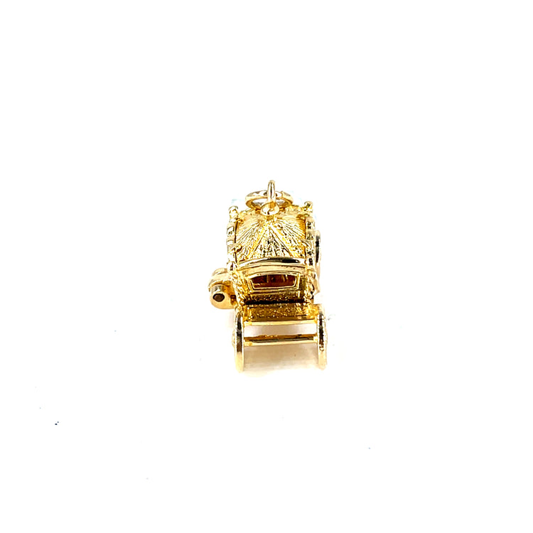 Intricate 9ct Yellow Gold Carriage Pendant Charm