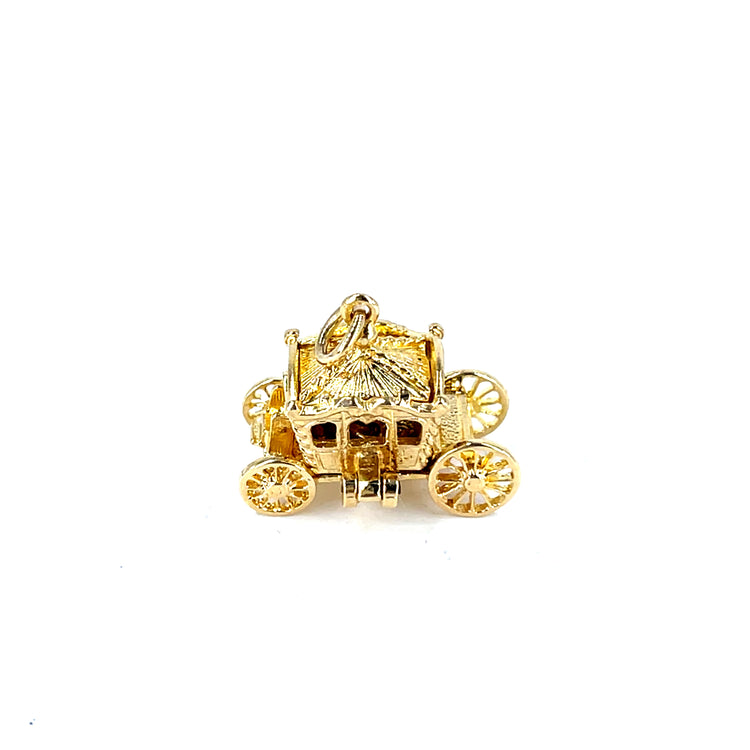 Intricate 9ct Yellow Gold Carriage Pendant Charm