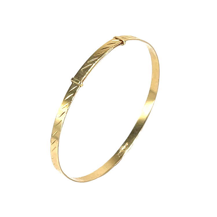 Engraved 9ct Yellow Gold Expanding baby Bangle