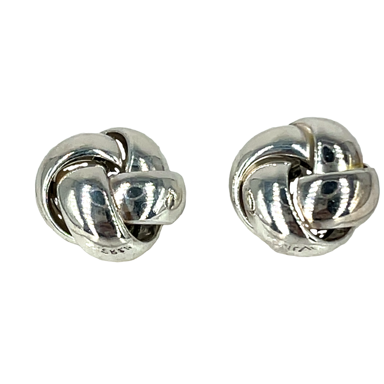 Classic Sterling Silver Love Knot Stud Earrings