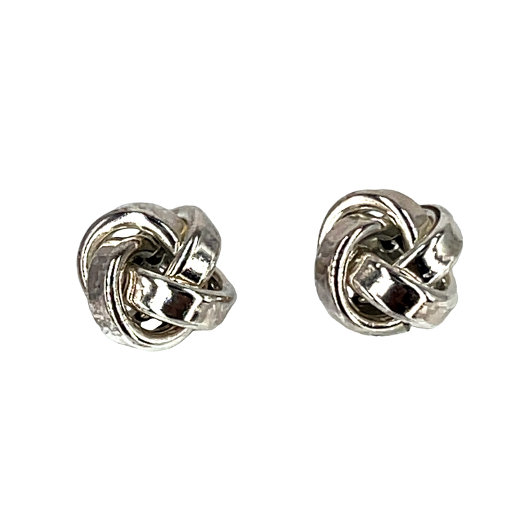Sterling Silver Woven Knot Stud Earrings