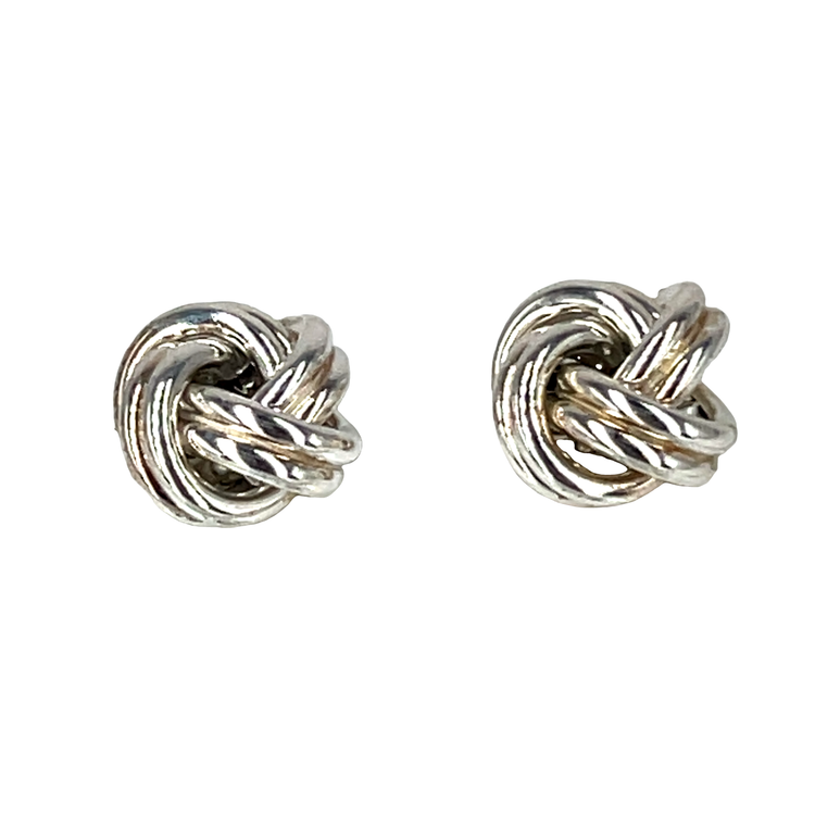 Sterling Silver Woven Knot Stud Earrings