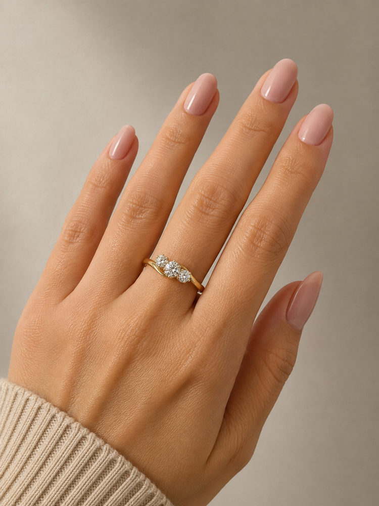 Three-Stone Diamond Bypass Ring in 18CT Yellow Gold