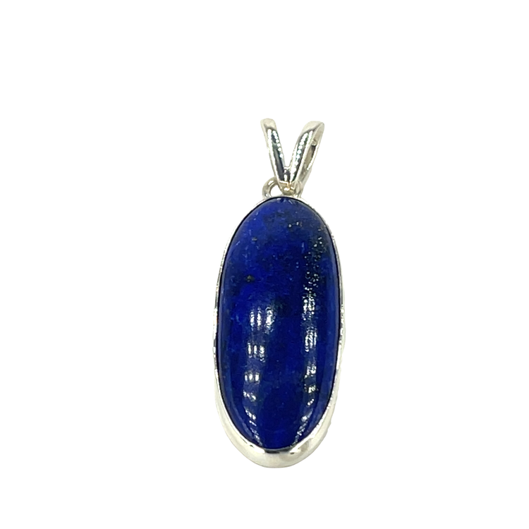 Oval Lapis Lazuli Cabochon Pendant in Silver
