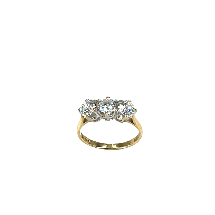 9CT Yellow Gold Three-Stone CZ Ring