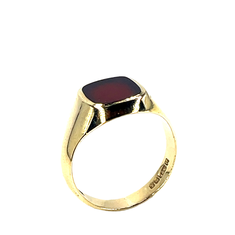 Classic 9CT Yellow Gold Garnet Signet Ring 6.7g
