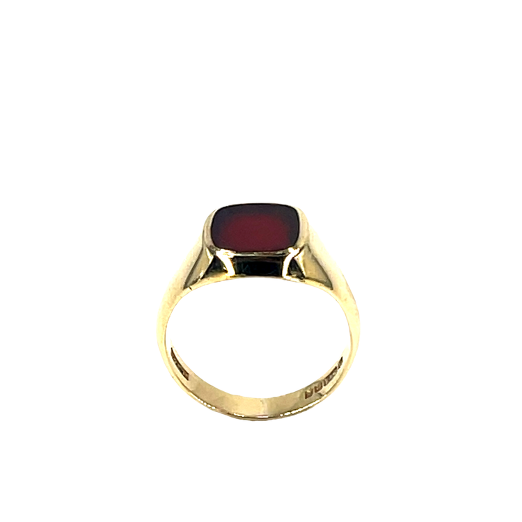 Classic 9CT Yellow Gold Garnet Signet Ring 6.7g