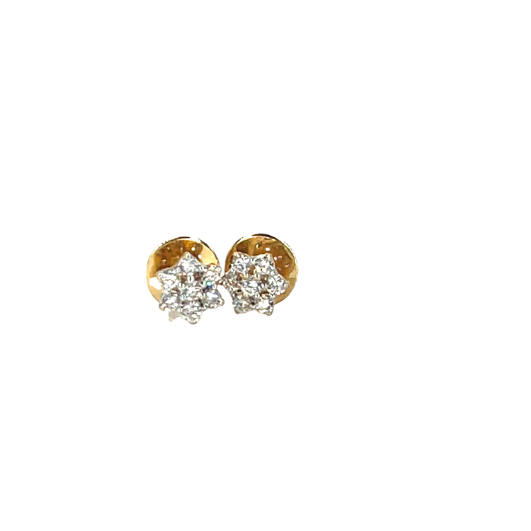 Diamond 0.30CT Flower Cluster Earrings in 18CT Yellow Gold