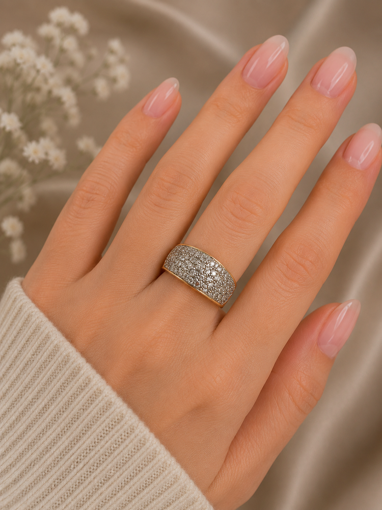 Diamond Pavé Dome Band Ring in 18CT Yellow Gold