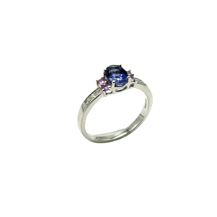 Oval Tanzanite Multi-Stone Ring in 9CT White Gold 2.9g