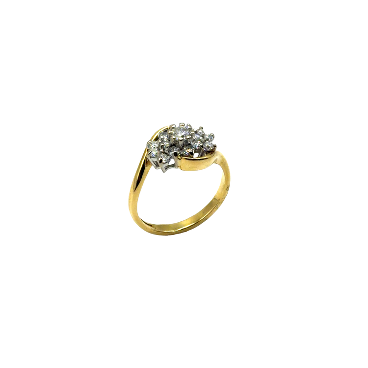 Diamond Cluster Swirl Ring in 18CT Yellow Gold 4.2g