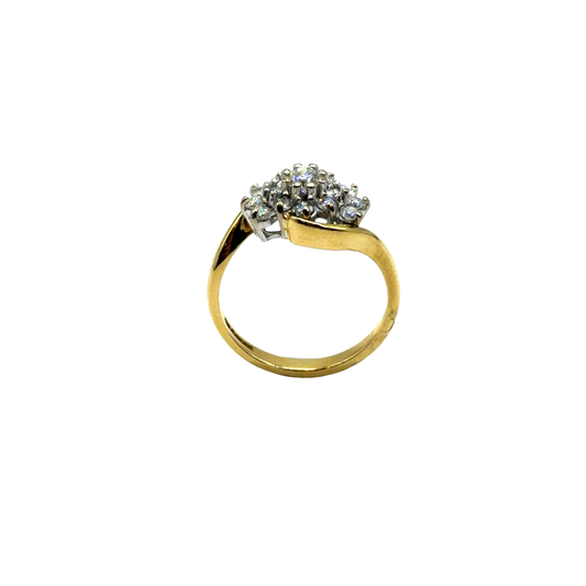 Diamond Cluster Swirl Ring in 18CT Yellow Gold 4.2g