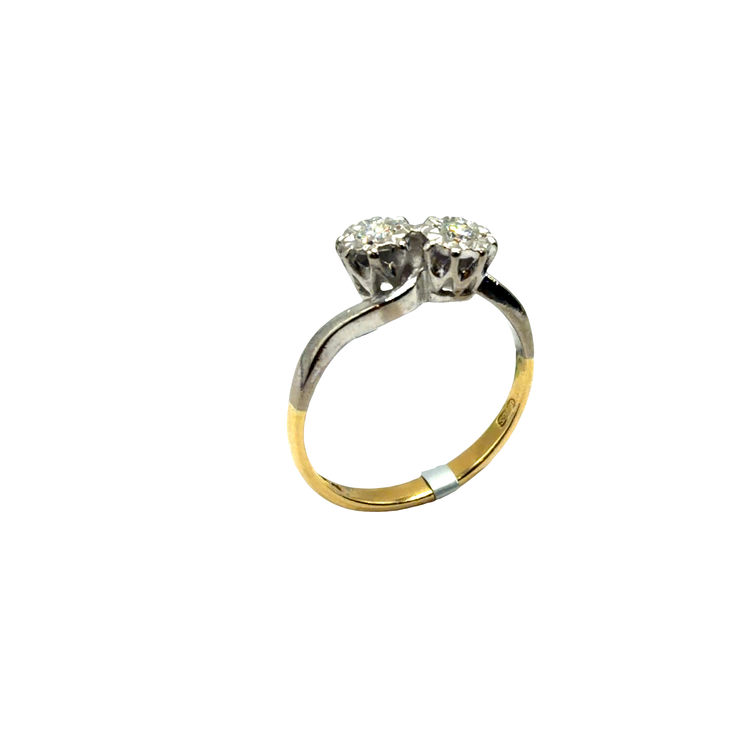 Two-Stone Diamond Bypass Ring in 18CT Two-Tone Gold
