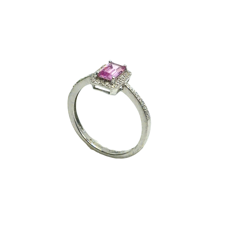 Medium Pink Sapphire Solitaire Ring in 9CT White Gold 2g