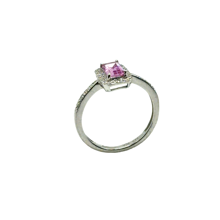 Medium Pink Sapphire Solitaire Ring in 9CT White Gold 2g