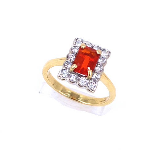 Womens 18ct Yellow Gold Fire Opal Cocktail Ring - 0.30ct