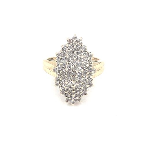 Women’s 9ct Yellow Gold Vintage ‘Aaliyah’ Cluster Ring-1.00ct