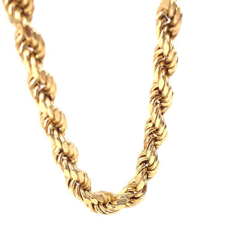 Men’s 9ct Yellow Gold Hollow Rope Chain - 16.5g 22”