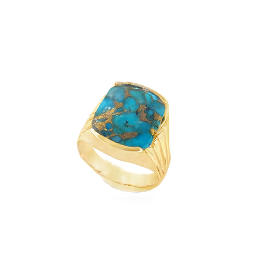 Men’s 14ct Yellow Gold Turquoise Ring - U1/2 10g
