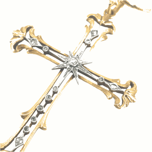 Women’s 18ct Natural Diamond Antique Cross