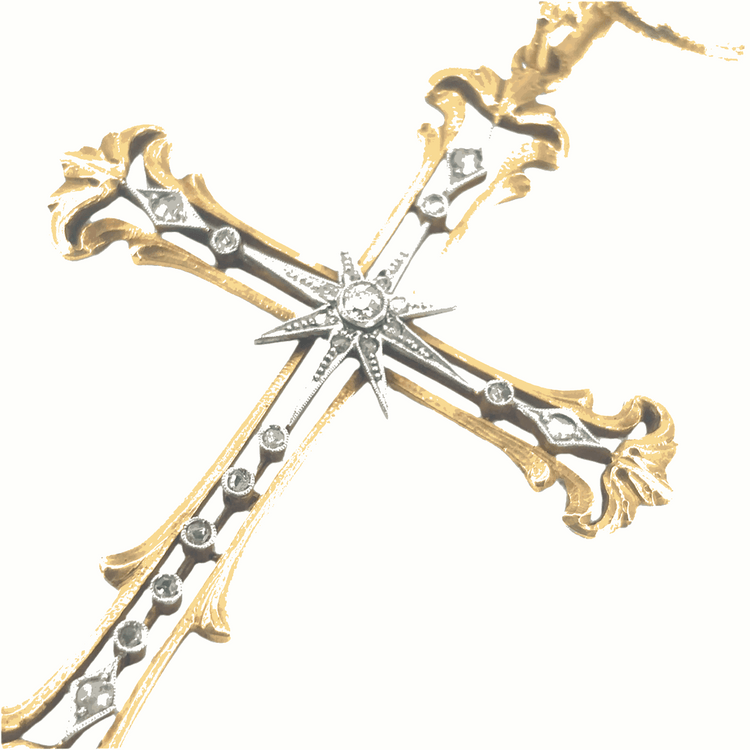 Women’s 18ct Natural Diamond Antique Cross