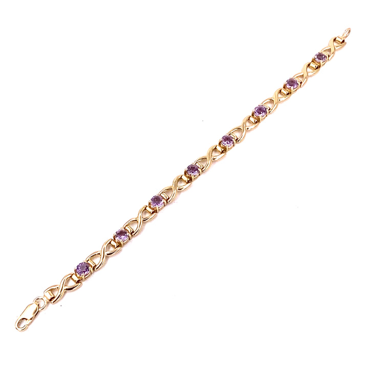 Women’s 9ct Yellow Gold Amethyst Bracelet - 11.5g