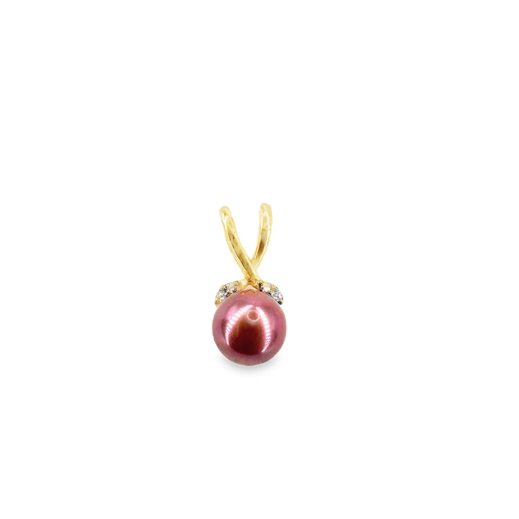 Women’s 18ct Red Pearl Diamond Pendant - 1.5g