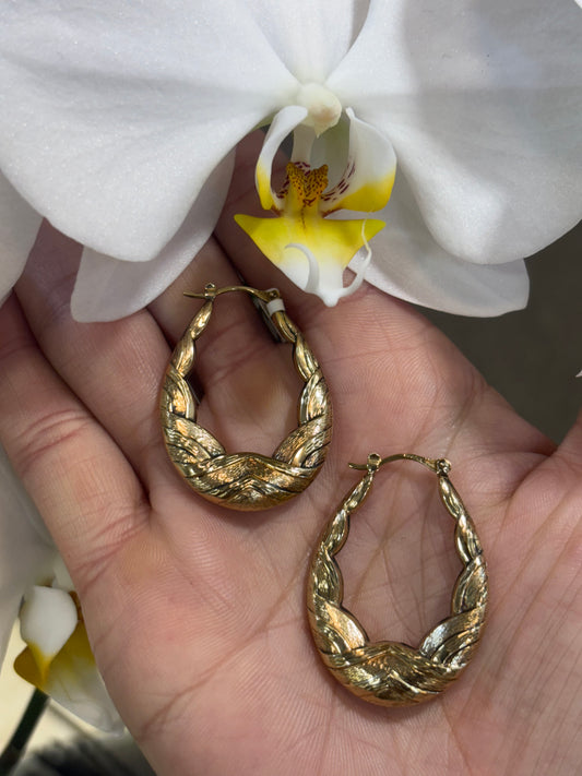 Women’s 9ct Yellow Gold Creole Hoop Earrings - 3.1g