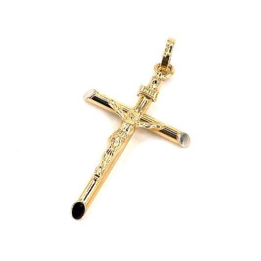 Unisex 9ct Yellow Gold Hollow Crucifix Cross - 2.6g