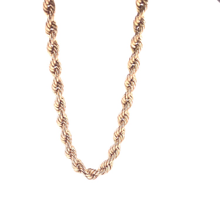 Women’s 9ct Yellow Gold Hollow Rope Chain- 7g 18”