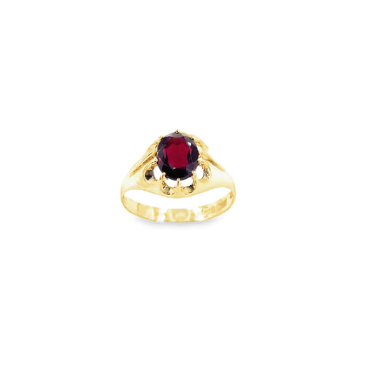 Men’s 9ct Yellow Gold Garnet  Ring - 2.8g