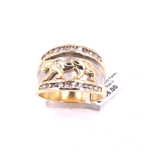 Men’s 9ct Yellow Gold Diamond Panther Ring - 0.50ct 11.6g Size V