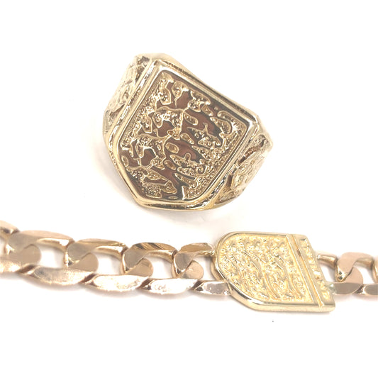 Men’s 9ct Yellow Gold 3 Lions Ring - 7g Size U