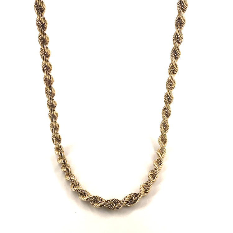 Men’s 9ct Yellow Gold Hollow Rope Chains - 10.7g 20”