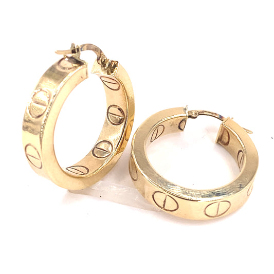 Women’s 9ct Yellow Gold Screw Hoops - 3.8g