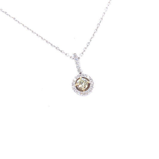 Women’s 18ct White Gold Diamond Solitaire Halo Pendant - 0.50ct