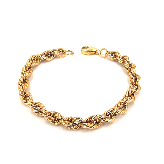 Children’s 9ct Yellow Gold Rope Bracelet- 3.6g 6”