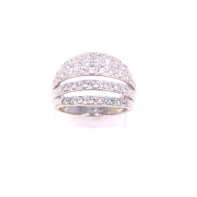 Women’s 14ct White Gold Cz Ring - 6.8g