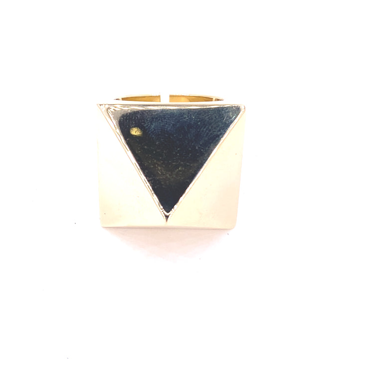 Mens 9ct Yellow Gold XL Pyramid Ring - 117.6g