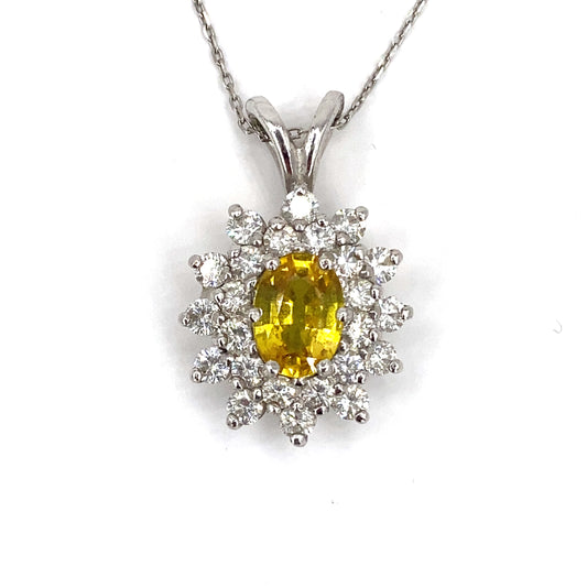 Women’s 18ct White Gold ‘Melina’ Diamond Citrine Pendant