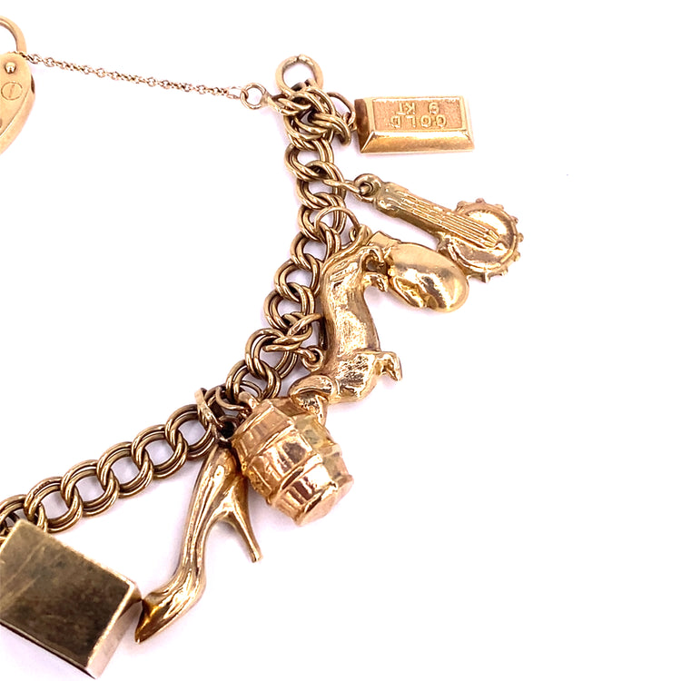 Women’s 9ct Yellow Gold Vintage Charm Bracelet - 25g