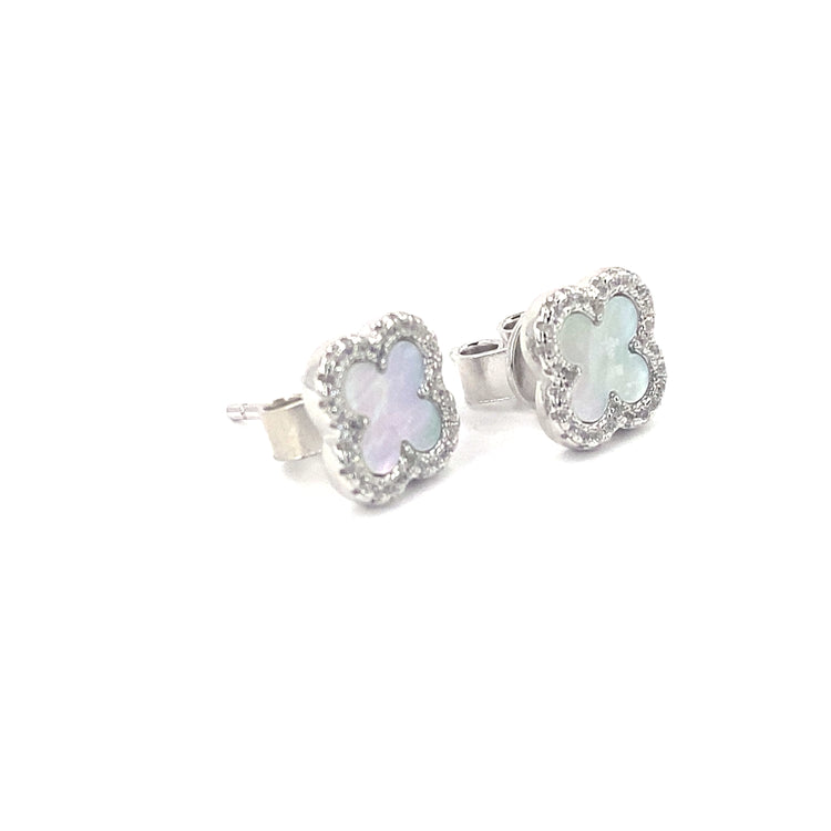 Women’s 925 Sterling Silver Mother Of Pearl ‘Bloom’ Studs - Cz Set