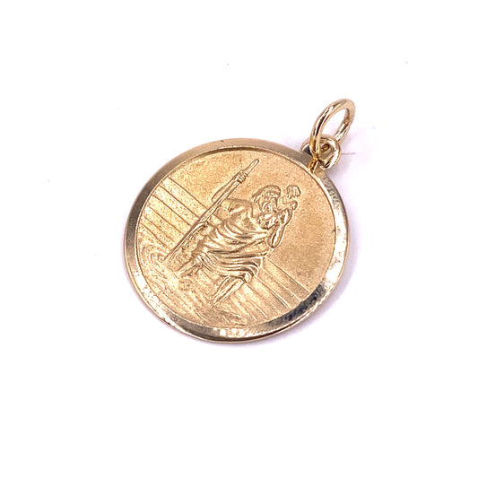 Unisex 9ct Yellow Gold St Christopher Pendant -2.6g