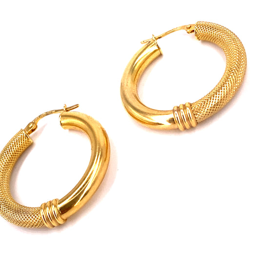 Women’s 9ct Yellow Gold Vintage European Hoops - 3.8g