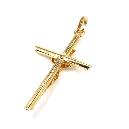 Unisex 9ct Yellow Gold Hollow Crucifix Cross - 2.6g